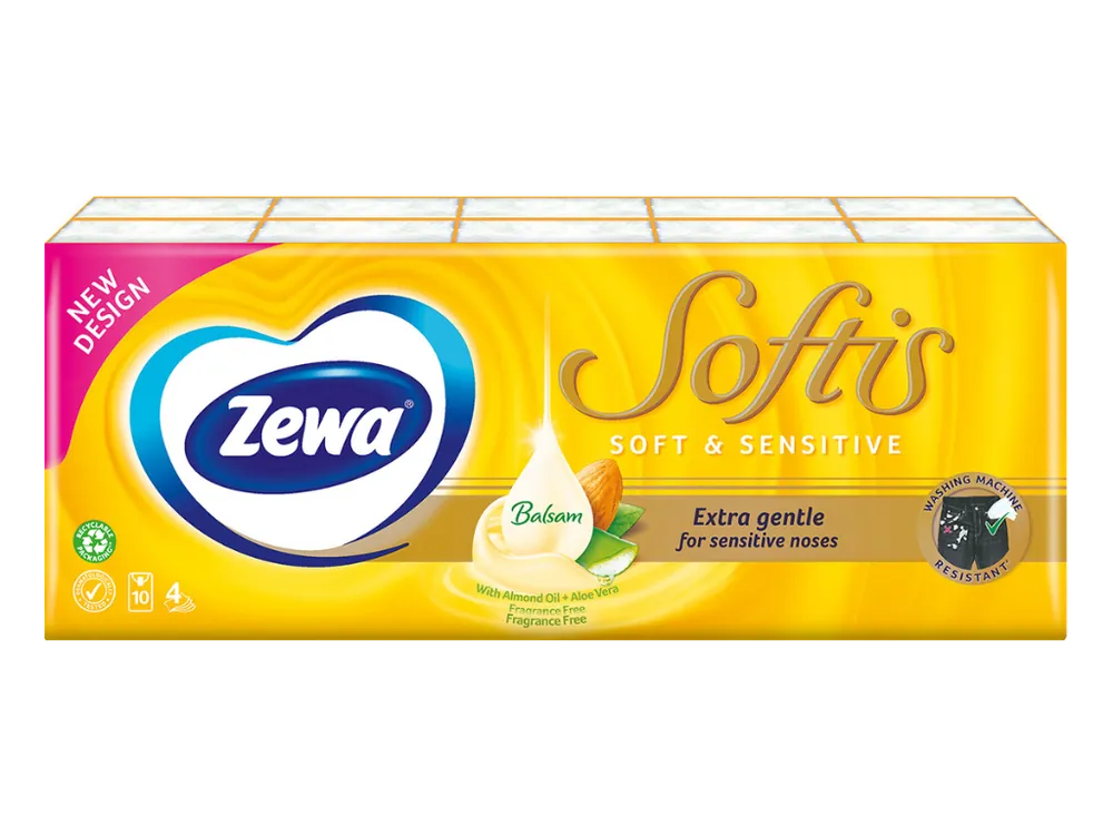 Zewa papírové kapesníčky 10x9 ks 4-vrstvé Softis Soft & Sensitive Super Cena