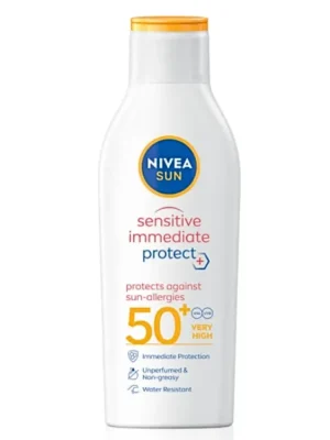 Výhodná Nabídka Nivea Sun Sensitive Immediate Protect+ mléko na opalování SPF 50+ 200 ml