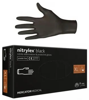 MERCATOR Nitrylex BLACK 100ks XL - nitrilové rukavice pro vícenásobné použití - černé Nejlepší Cena