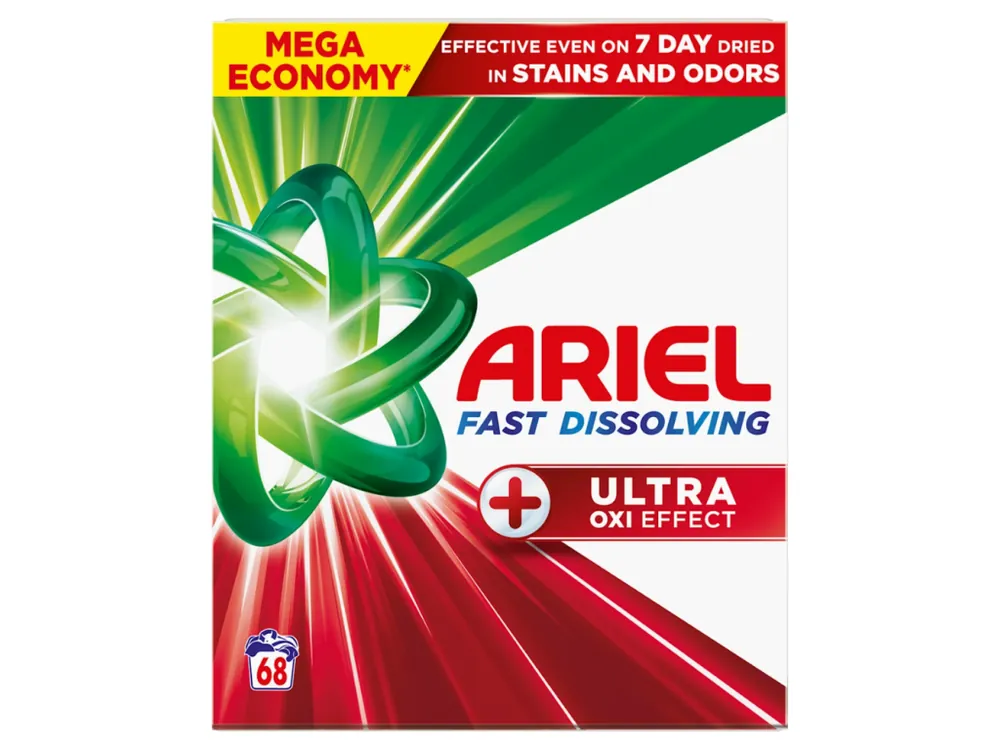 Akční Cena Ariel prací prášek 68 dávek Ultra Oxi Effect 3,74 kg