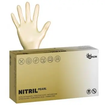 Expresní Doručení ESPEON Nitril Sparkle GOLD 100ks L - nitrilové rukavice pro vícenásobné použití - zlaté