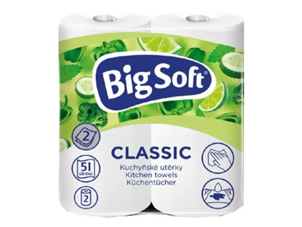 Aktuální Big Soft kuchyňské utěrky Classic 2 ks 2-vrstvé