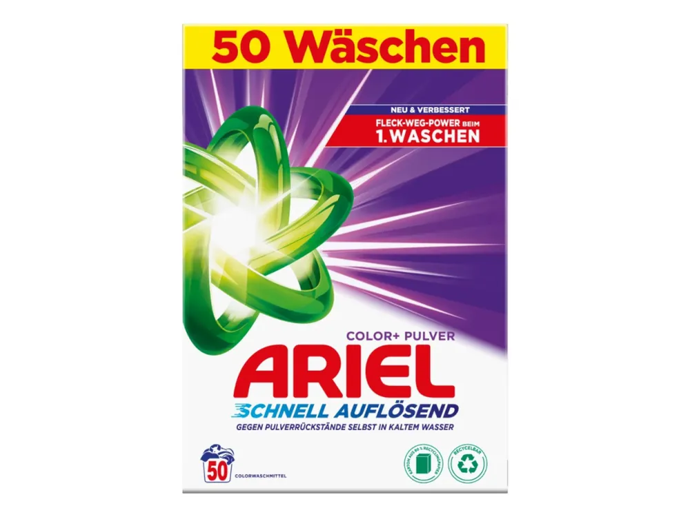 Sleva Ariel prací prášek 50 dávek Color+ 3 kg