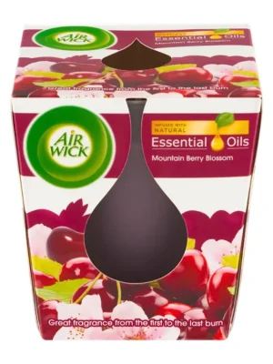 Air Wick svíčka 105 g Essential Oils Mountain Berry Blossom Dokud Zásoby Vydrží