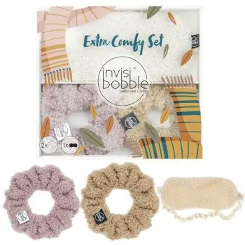 Nejprodávanější INVISIBOBBLE SPRUNCHIE Extra Comfy Set 3ks - 2 látkové gumičky na vlasy + maska na oči