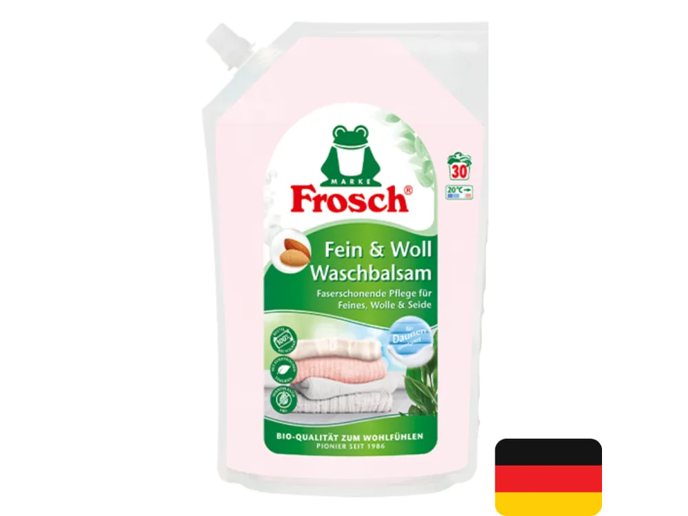 Frosch prací gel 30 dávek Fein and Woll Waschbalsam 1,44 l Cenová Bomba