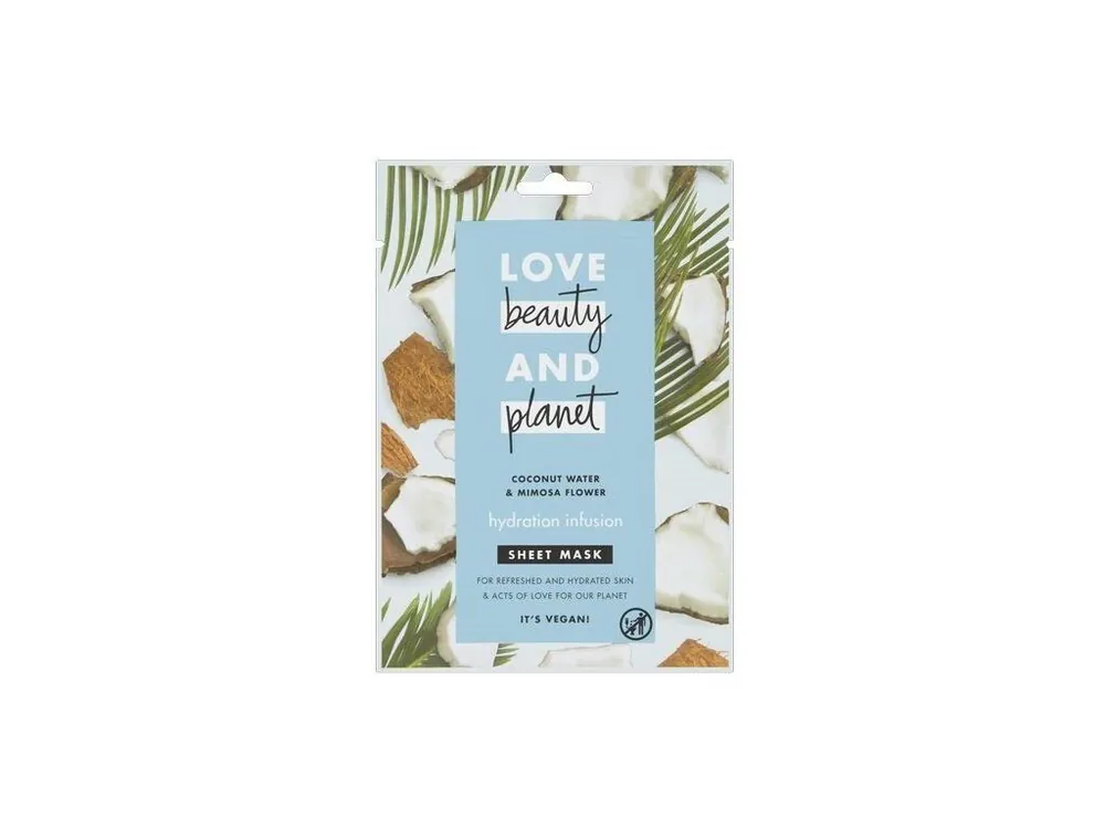Love Beauty and Planet pleťová maska textilní 1 ks Coconut Water & Mimosa Flower Nízká Cena