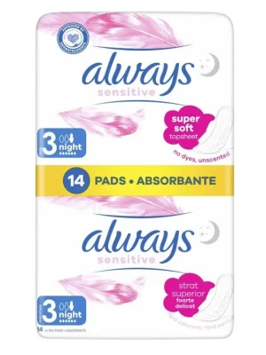 Nejprodávanější Always vložky 14 ks Sensitive Night plus