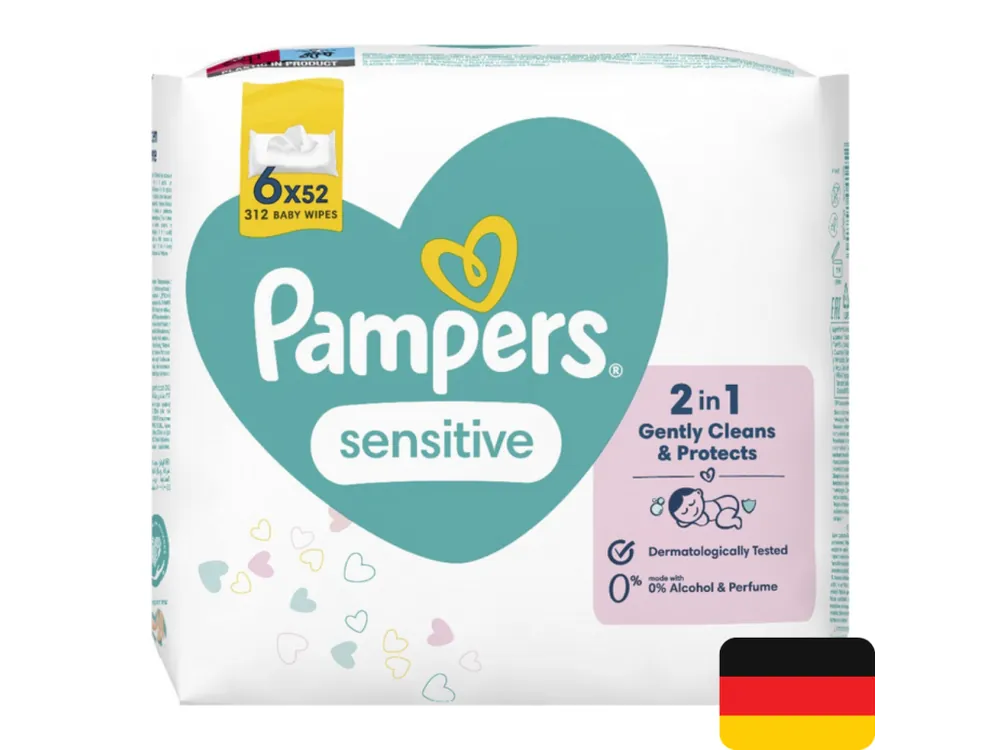 Vrácení Zdarma Pampers vlhčené ubrousky 6 x 52 ks Sensitive
