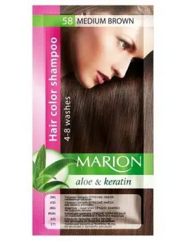 Vysoce Kvalitní MARION Hair Color Shampoo 58 Medium Brown - barevný tónovací šampon 40ml - středně hnědá