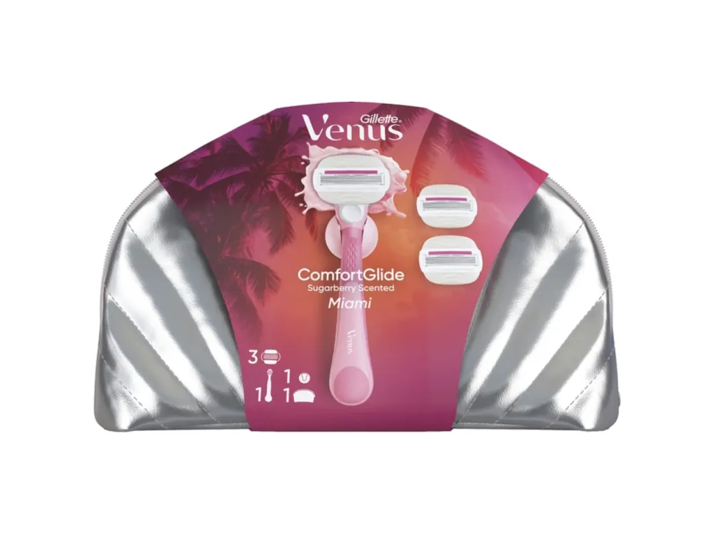 Gillette dárková sada Venus ComfortGlide Miami (strojek + 3 hlavice + držák strojku) Nakupujte Hned
