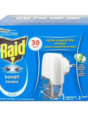 Raid elektrický odpařovač na komáry 21 ml = 30 nocí Akční Cena
