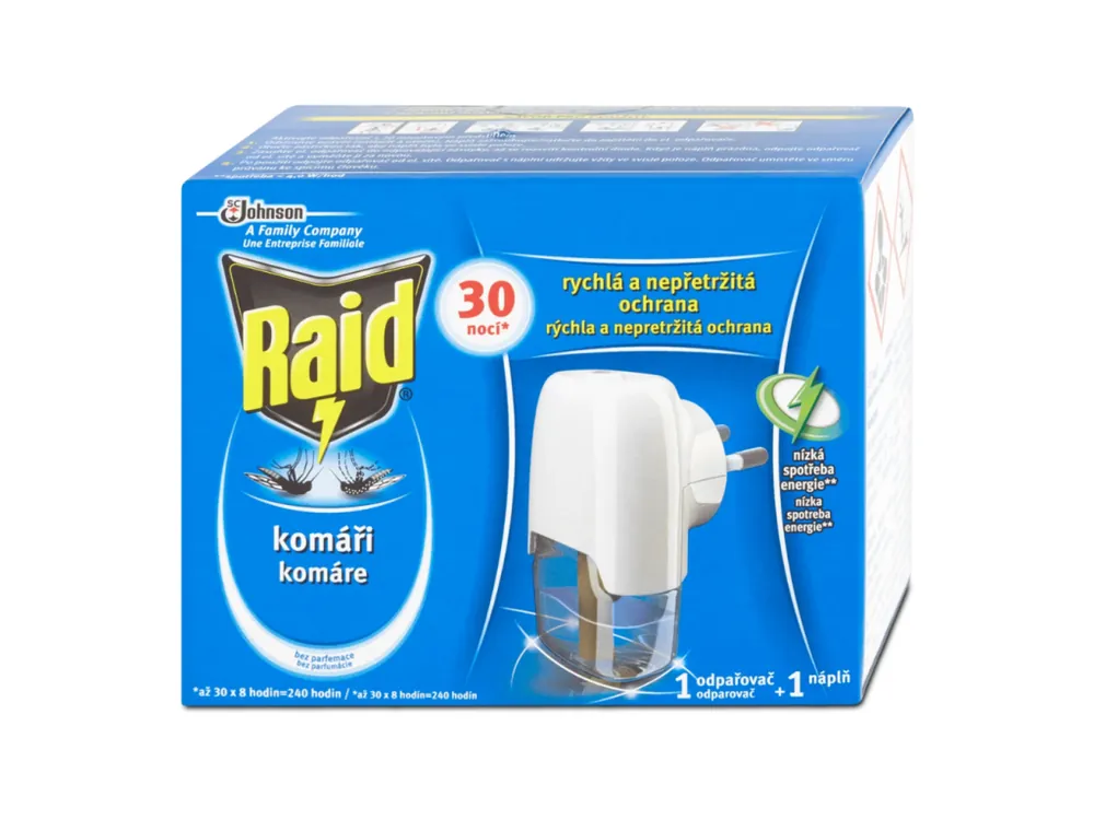 Raid elektrický odpařovač na komáry 21 ml = 30 nocí Akční Cena