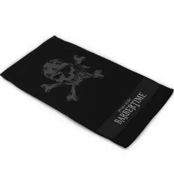 Horká Nabídka BARBERTIME Black Towel - stylový bavlněný ručník s pirátským logem - černý