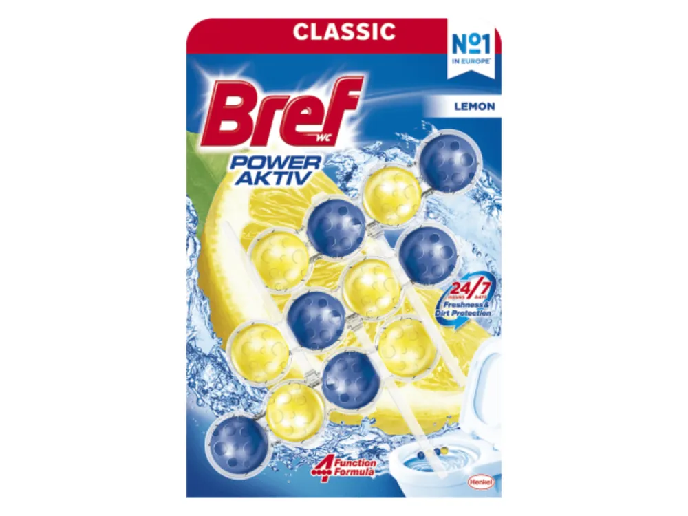 Bref WC blok Power Aktiv 3 ks (3x50g) Lemon Cenový Hit