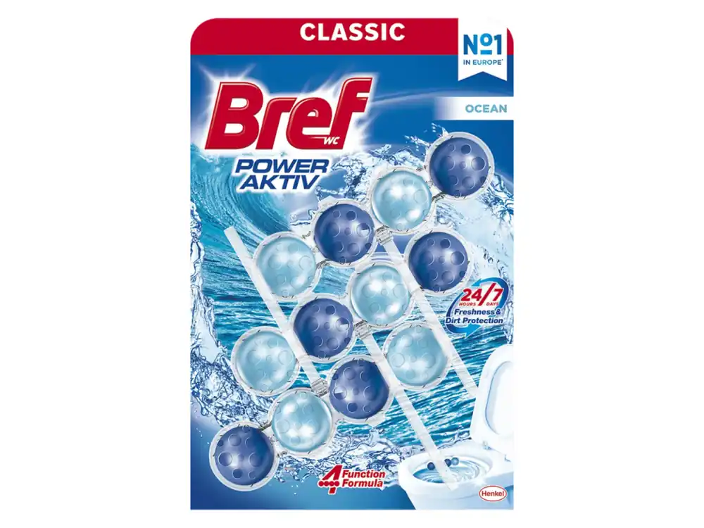 Bref WC blok Power Aktiv 3 ks (3x50g) Ocean Cenově Výhodný