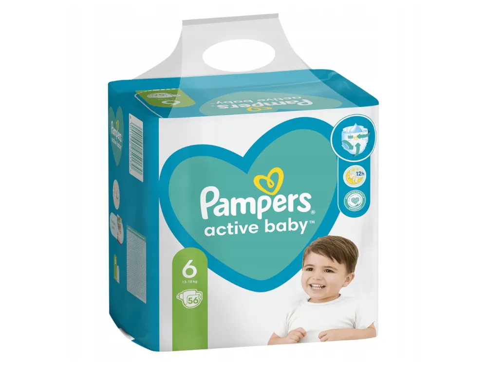 Novinka Pampers plenky Active Baby vel. 6 (13-18 kg) 56 ks