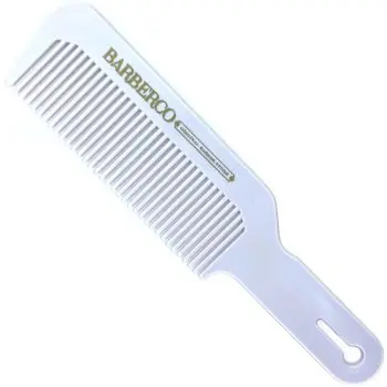 Ověřený BARBERCO Clipper Comb White - bílý hřeben s ručkou na střihání vlasů