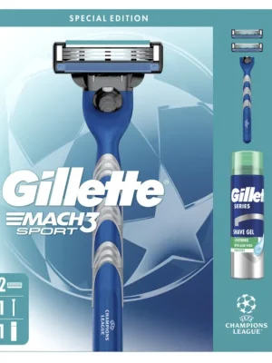 Gillette dárková sada Mach3 Sport (strojek + 2 hlavice + gel na holení 200 ml) Novinka