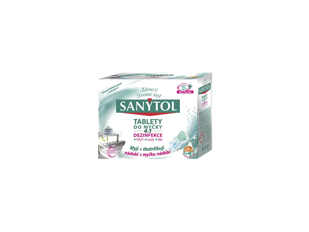 Tovární Cena Sanytol 4v1 tablety do myčky nádobí 40 ks