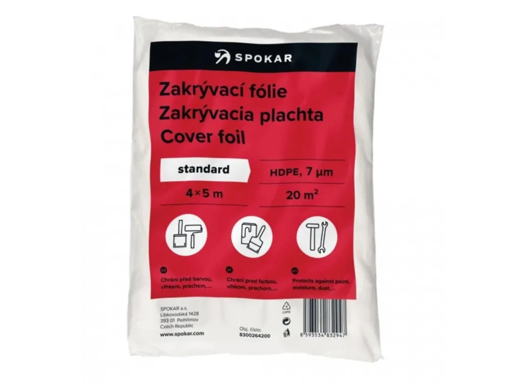 Spokar zakrývací fólie 4x5 m 20 m2 HDPE-7µ Autentický