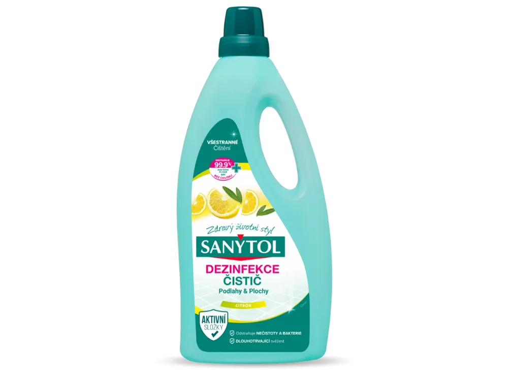 Značkový Sanytol čistič na podlahy a plochy 1 l Citron a Olivové lístky