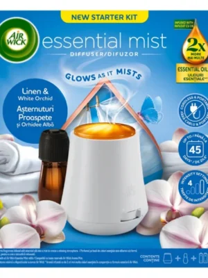 Nová Kolekce Air Wick Essential Mist difuzér s náplní 20 ml Linen & White Orchid