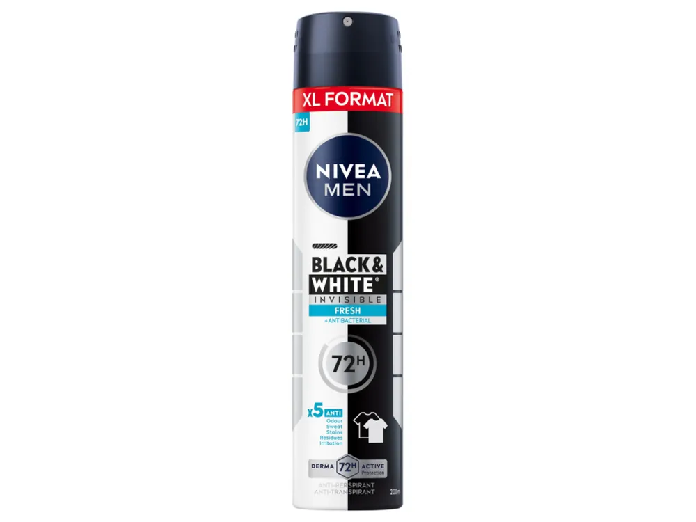 Expresní Doručení Nivea Men antiperspirant sprej 200 ml Invisible Black & White Fresh XL