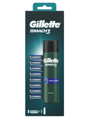 Značkový Gillette náhradní hlavice Mach3 8 ks + gel na holení Mach3 Comfort 200 ml