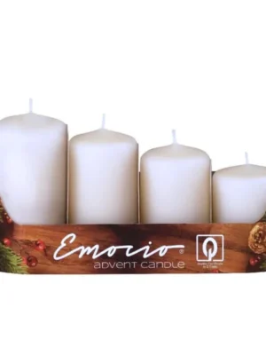Emocio adventní svíčky bílé perleťové 4 ks40x59/69/78/87 mm Akční Cena