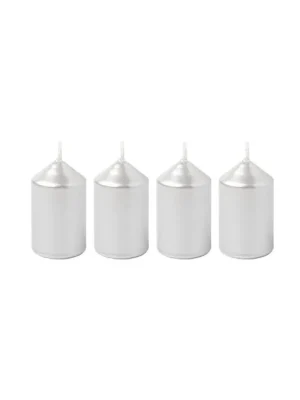Bony adventní svíčky 4 ks 40x65 mm Stříbrné Metalické Časově Omezené