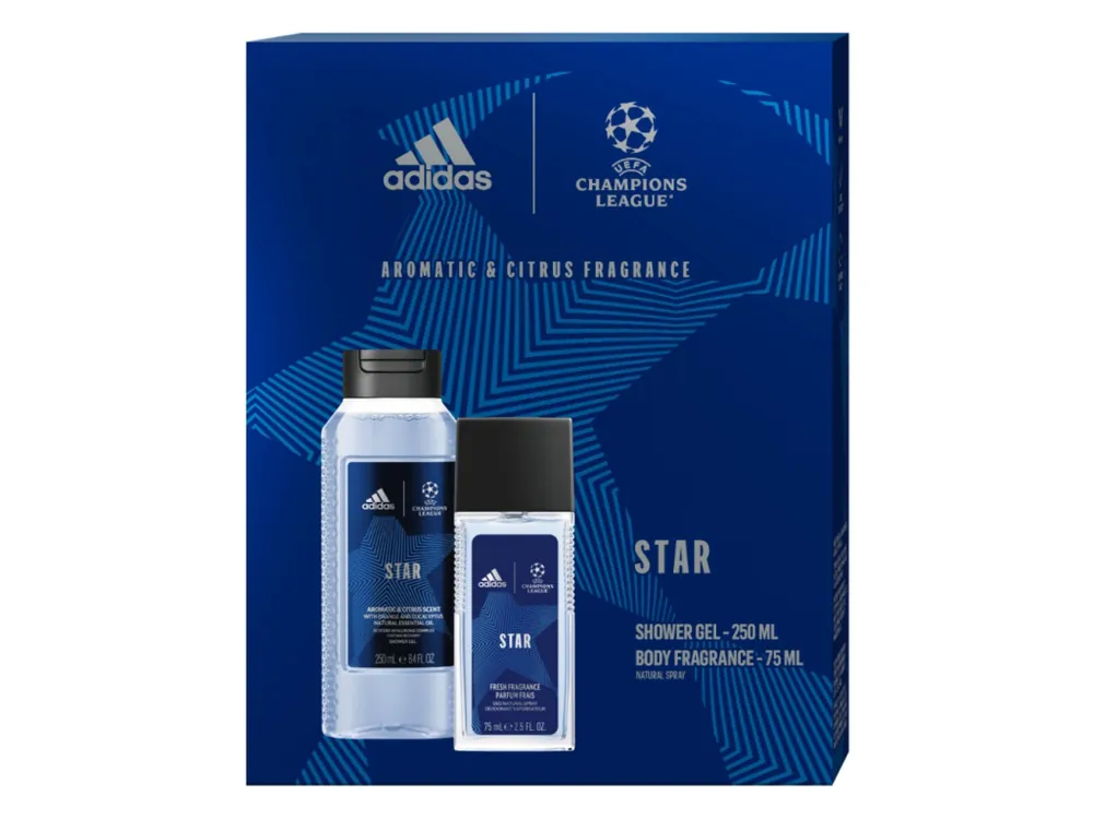 Adidas dárková sada UEFA Star (DNS 75 ml + sprchový gel 250 ml) Horká Nabídka