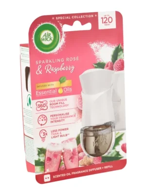 Air Wick elektrický strojek s náplní 19 ml Essential Oils Sparkling Rosé & Raspberry Novinka