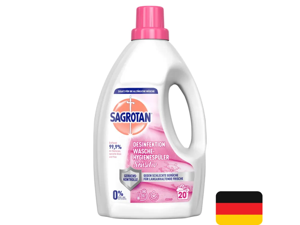 Časově Omezené Sagrotan dezinfekční aviváž 20 dávek Sensitiv 1,5 l