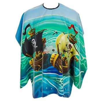 BARBERTIME Pirate Ships Child Cape - dětská barber pláštěnka pirátské lodě - modrá Sezónní Sleva