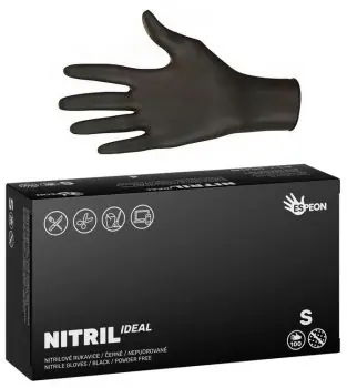 ESPEON Nitril Ideal BLACK 100ks S - nitrilové rukavice pro vícenásobné použití - černé Sleva