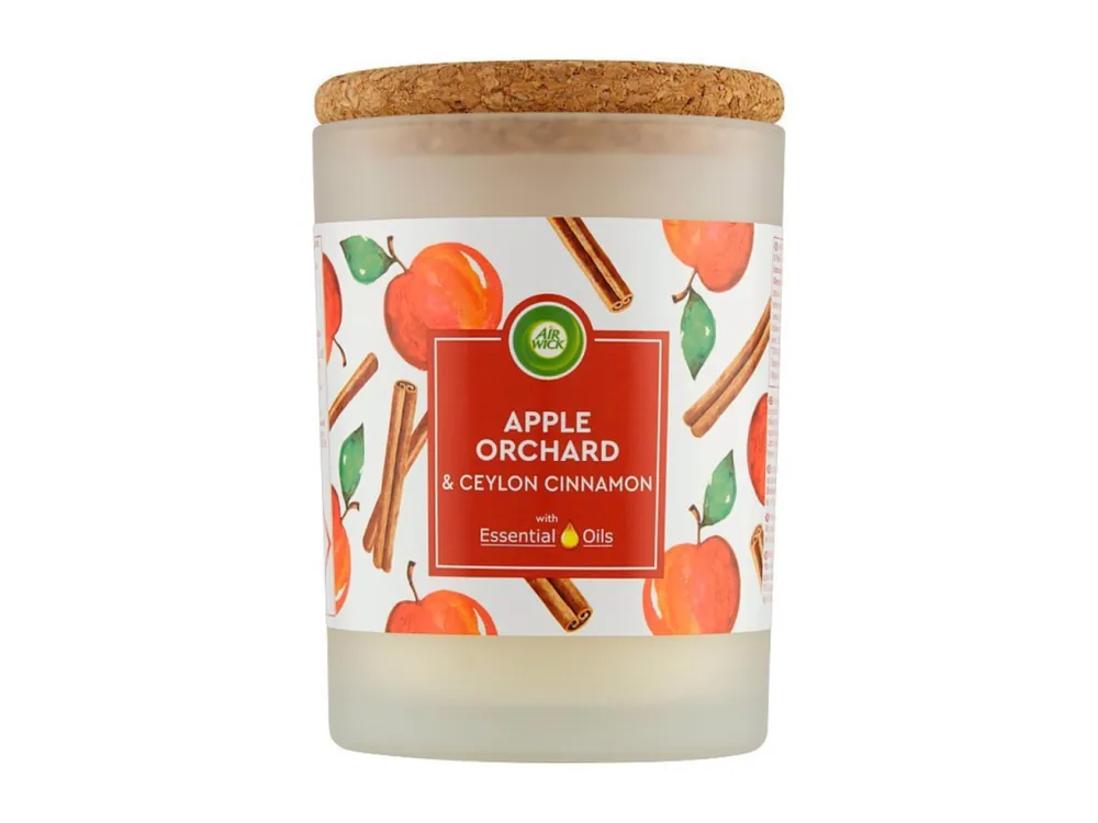Zlevněný Air Wick svíčka 185 g Essential Oils Apple Orchand & Ceylon Cinnamon