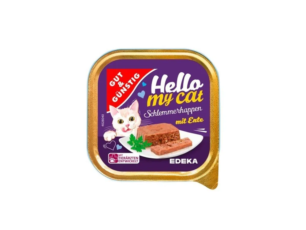 Zlevněný Gut & Günstig paštika pro kočky 100 g s kachním masem