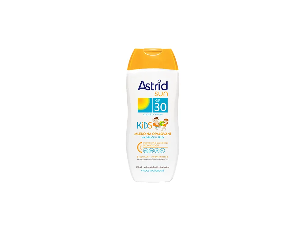 Vrácení Zdarma Astrid SUN Kids mléko na opalování SPF30 200 ml