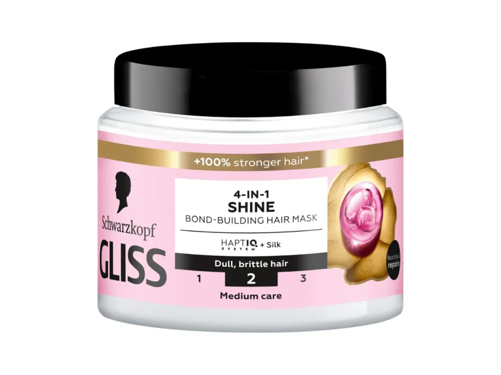 Cenová Bomba Gliss maska na vlasy 400 ml Shine 4v1