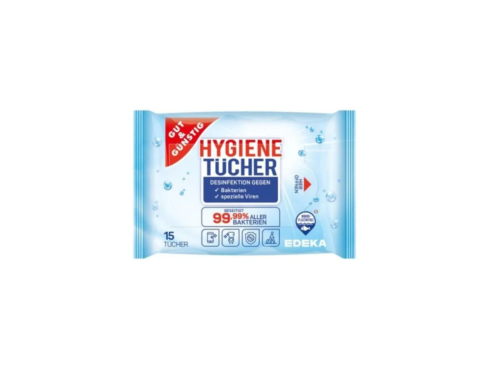 Gut & Günstig hygienické dezinfekční ubrousky 15 ks Cenová Bomba