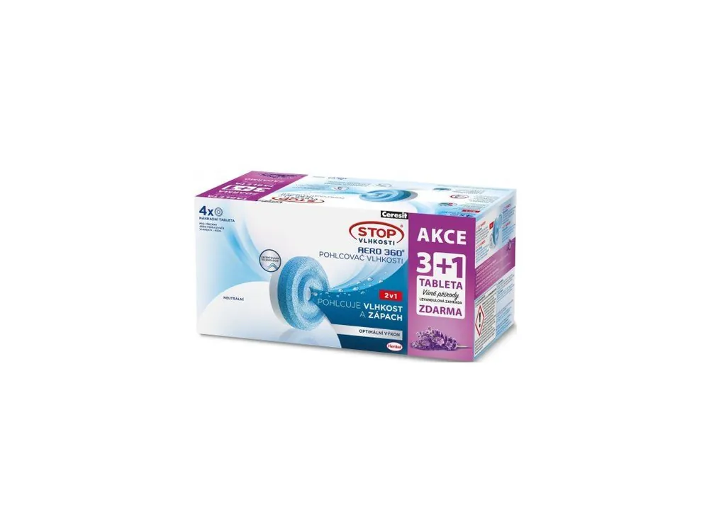 Sleva Ceresit Stop vlhkosti Aero 360° náhradní tablety 4 x 450 g Levandule (EXP 6/2025)