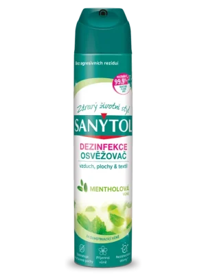 Oblíbený Sanytol dezinfekční osvěžovač vzduchu, povrchů a textilií 300 ml Mentholová vůně