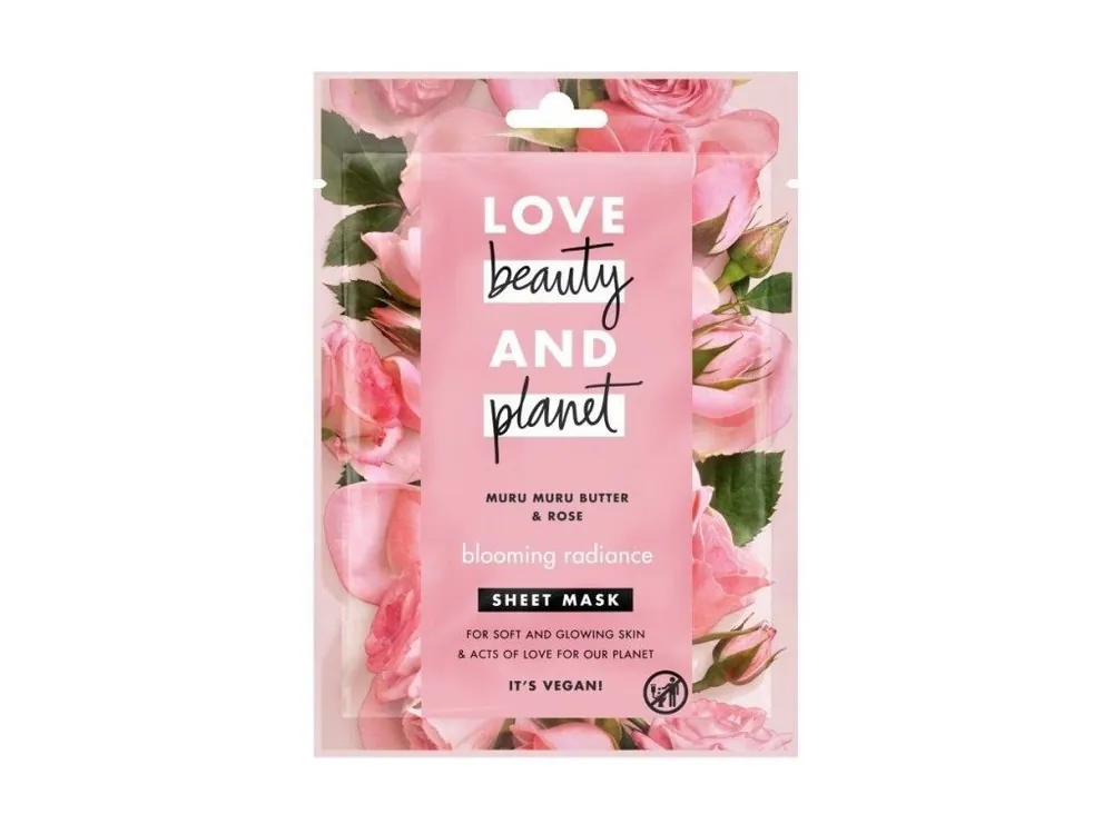 Love Beauty and Planet pleťová maska textilní 1 ks Muru Muru Butter & Rose Hit Sezóny