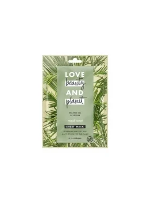 Love Beauty and Planet pleťová maska textilní 1 ks Tea Tree Oil & Vetiver Oblíbený