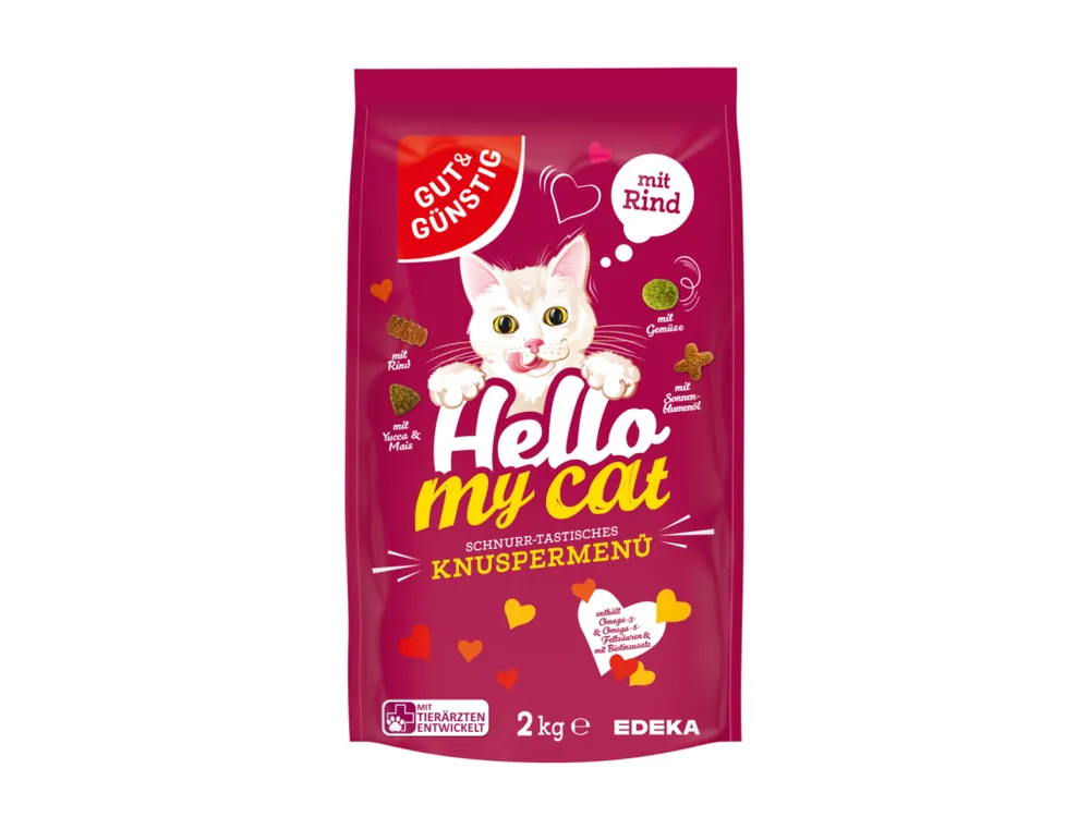 Poslední Šance Gut & Günstig Hello my cat granule pro kočky 2 kg Hovězí
