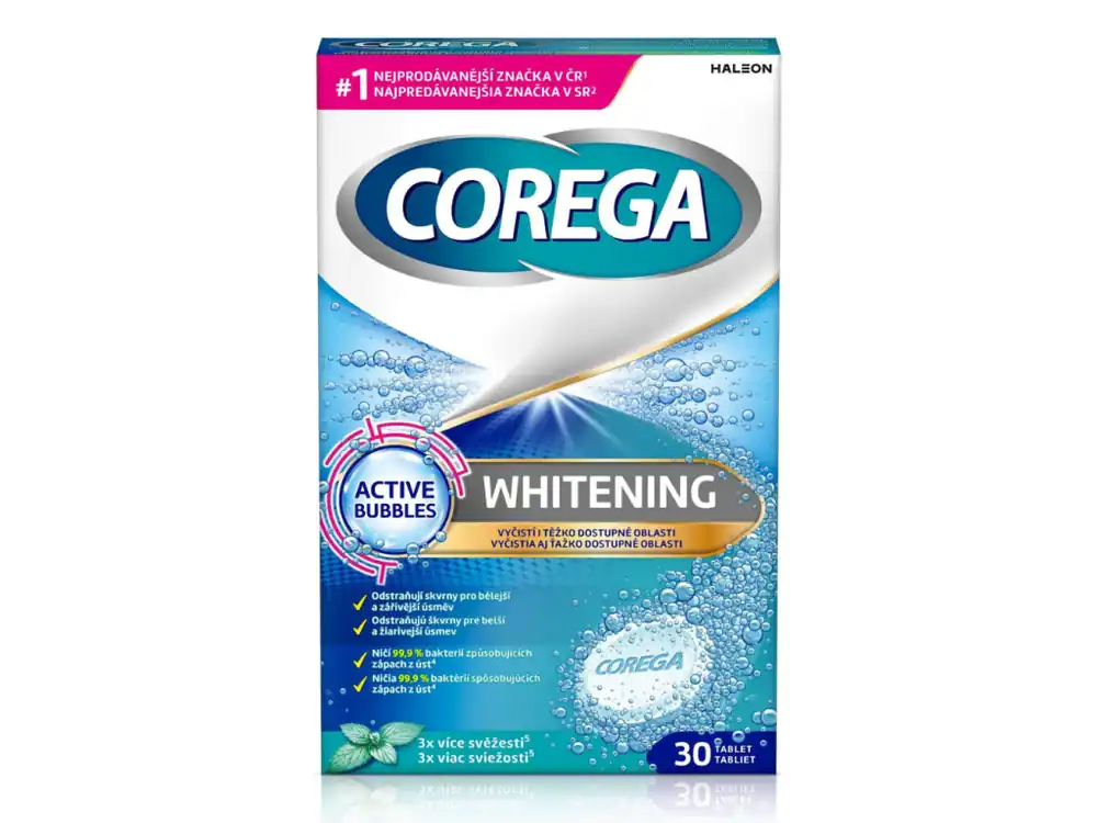 Corega Tabs 30 tablet Whitening Sleva