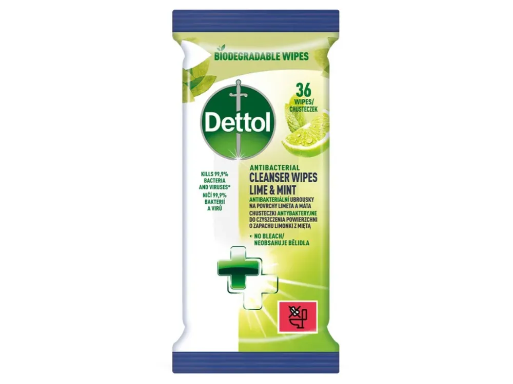 Dettol antibakteriální ubrousky na povrchy 36 ks Limetka a Máta Tovární Cena