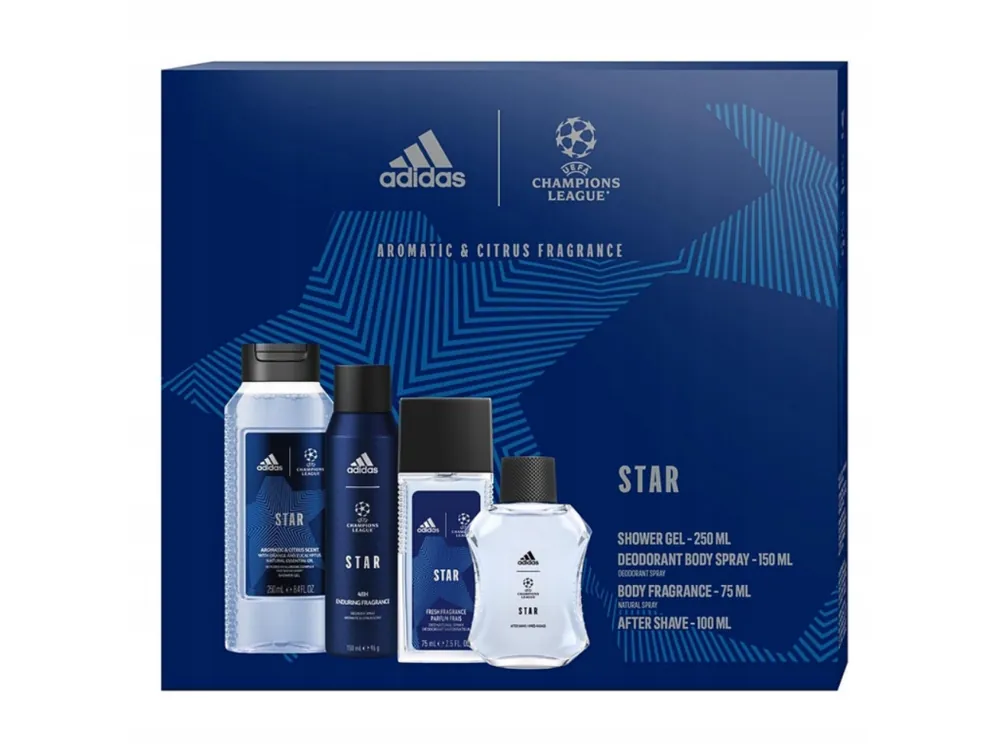 Adidas dárková sada UEFA Star (VPH+DNS+deodorant+sprchový gel) Jen Po Omezenou Doba