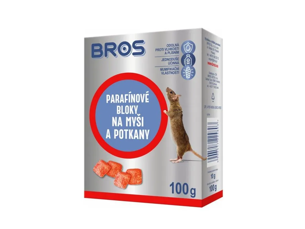 Bros parafínové bloky na myši a potkany 100 g (EXP 9/25) Objednat Nyní
